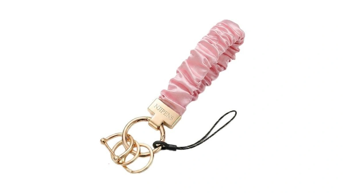 Njipens Stretchy Scrunchie Keychain Wristlet With D Ring, Elastic Car