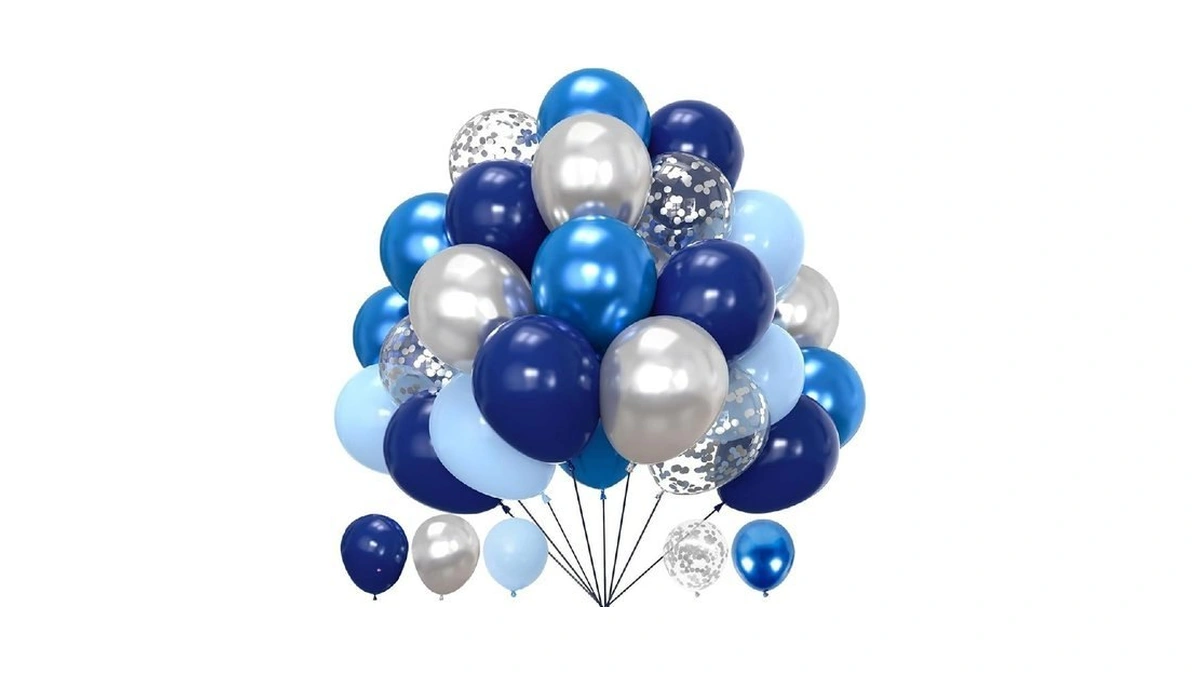 Laorei 100pcs Blue And Silver Balloons, 12 Inch Navy Blue