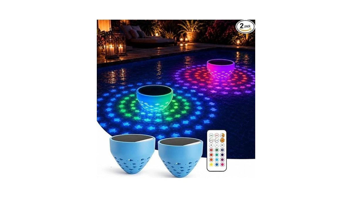 Rerekiki 2 Pack Solar Floating Pool Lights For Swimming Inground