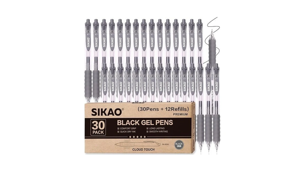 Sikao Comfort Grip Ballpoint Pens Bulk Black Ink Medium Point