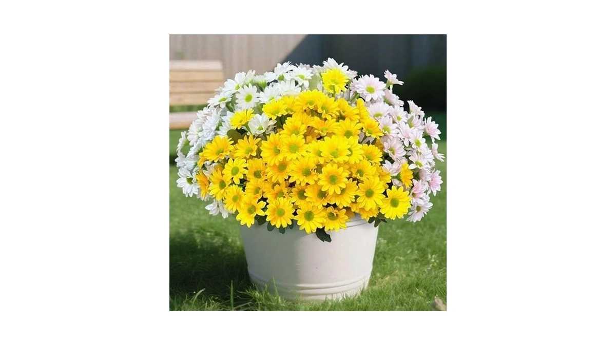 Haidoliang Artificial Fake Mums Flowers Plants For Outdoors,12 Bundles Faux