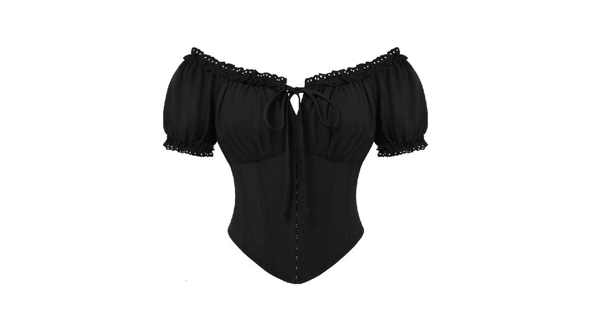 Scarlet Darkness Women Corset Tops Renaissance Off The Shoulder Shirt
