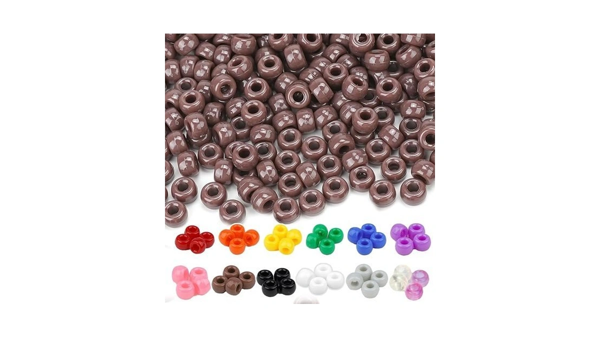Dowsabel Brown Pony Beads Bulk 1000 Pcs 6x9mm, Large Hole