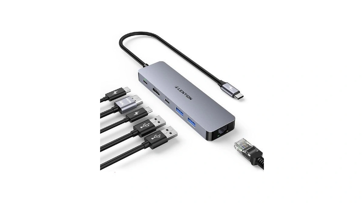 Lention Usb C Hub With 1000m Ethernet, 4k@60hz Hdmi, 100w
