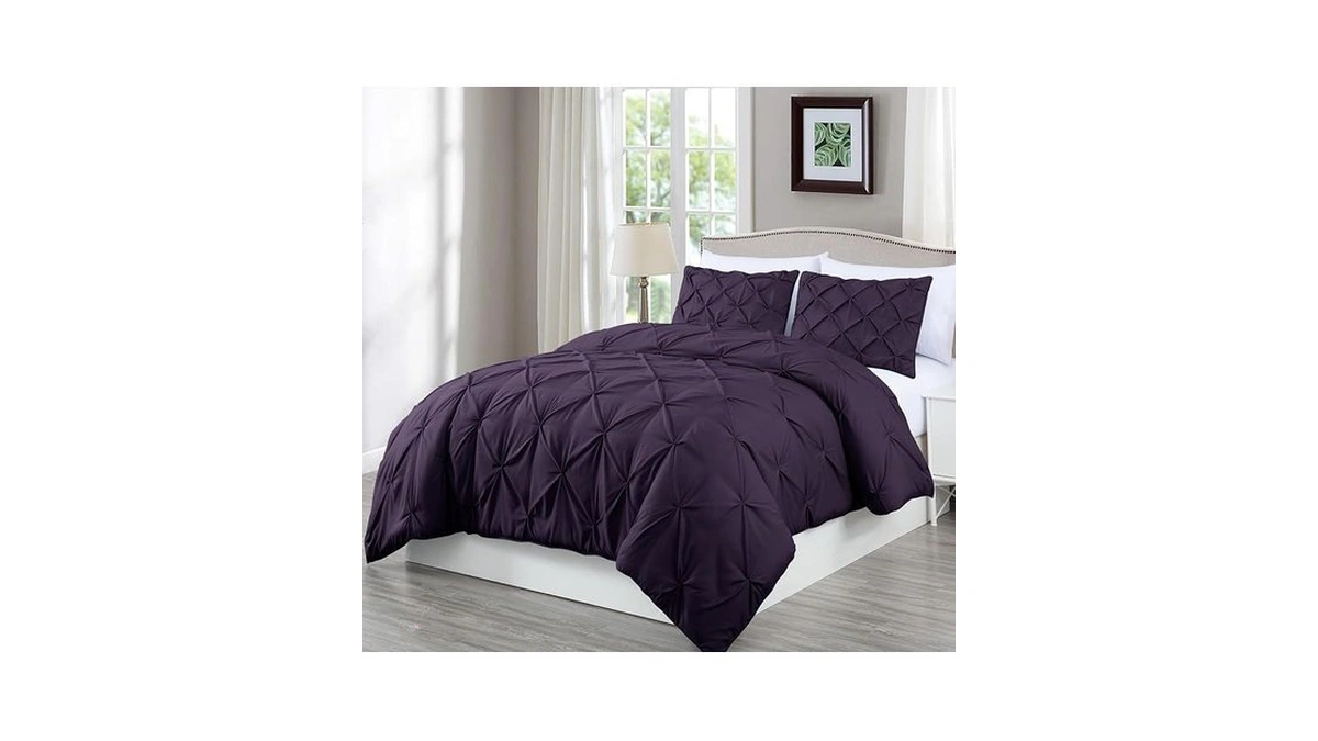 Chezmoi Collection Berlin Purple Pinch Pleat Twin Comforter Set, 2-piece