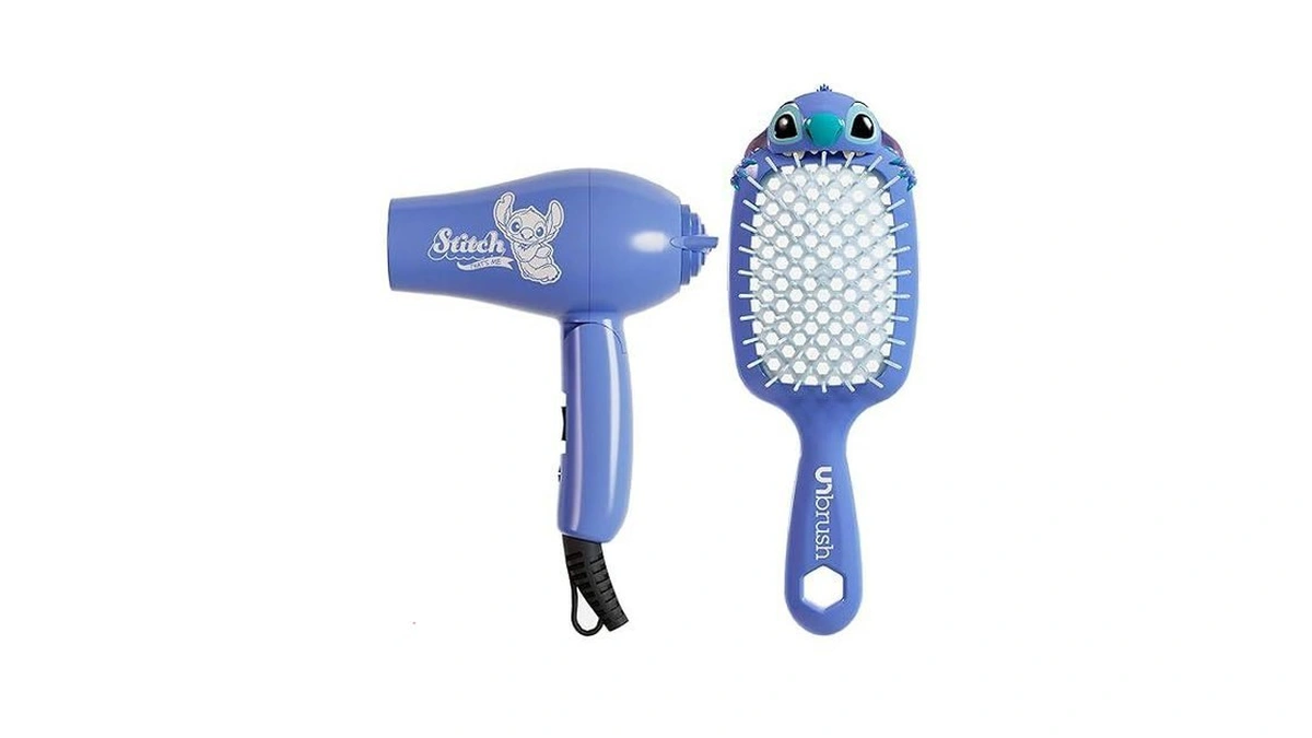 Disney Stitch Unbrush & Mini Dryer Travel Set