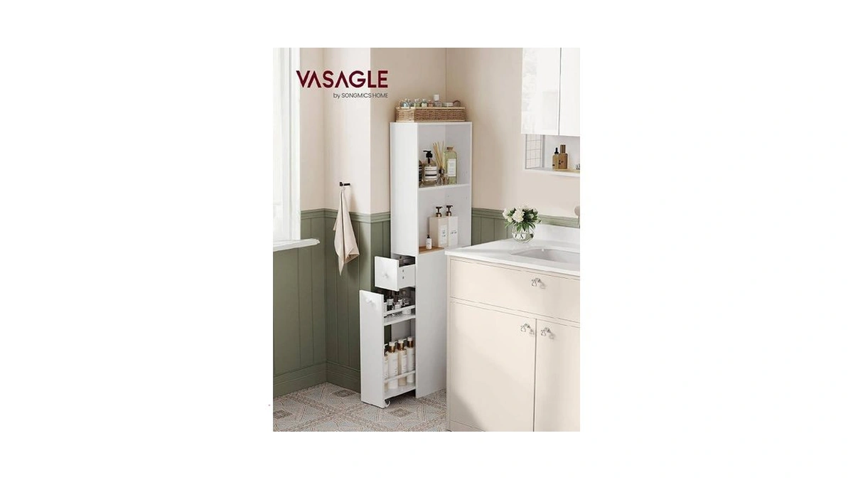 Vasagle Slim Bathroom Storage Cabinet, Narrow Freestanding Cabinet With Storage
