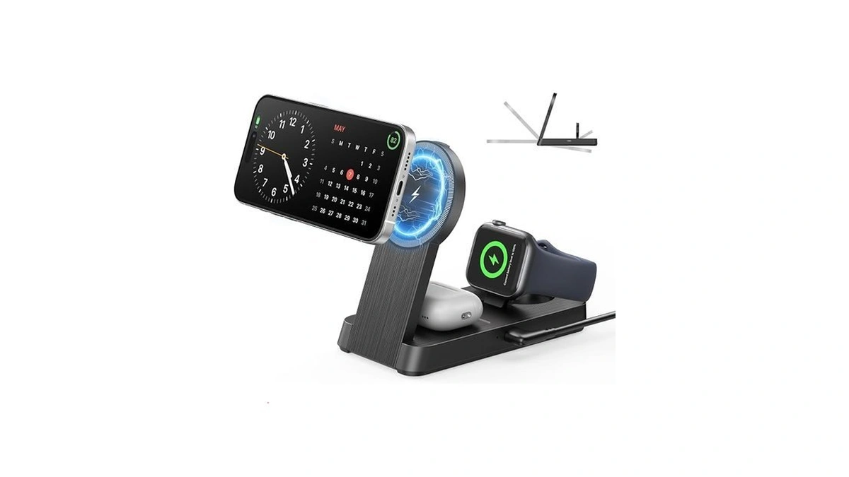 3 In 1 Magnetic Wireless For Iphone Charging Station: Foldable