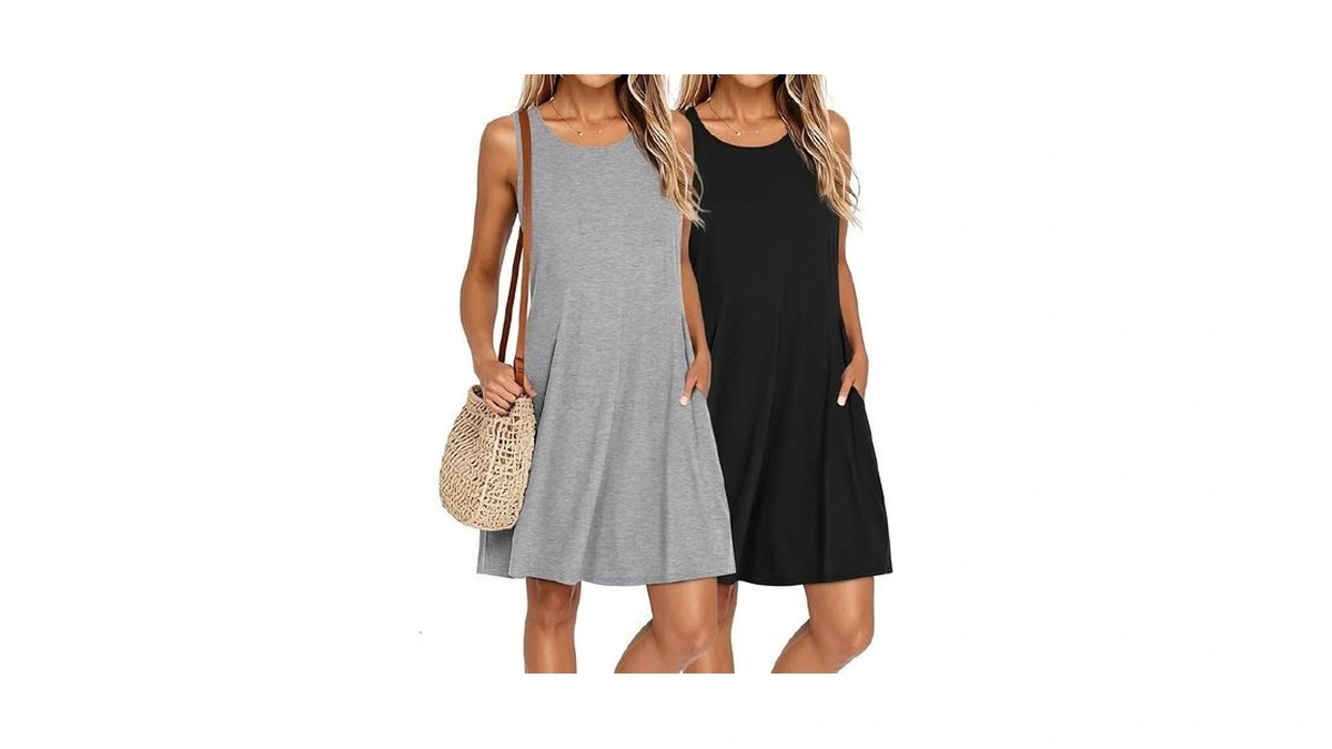 Ficerd 2 Pack Women's Summer Dresses Sleeveless Casual Sundresses With