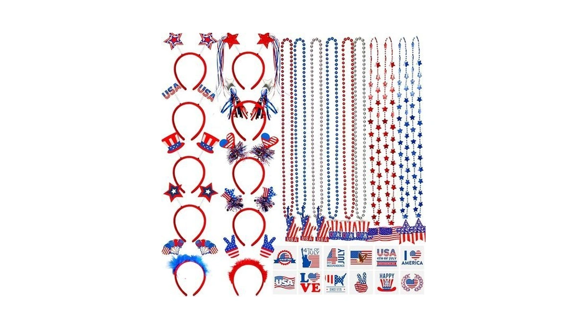 Garma 4th Of July Accessories Party Supplies, 92pcs Fourth Of