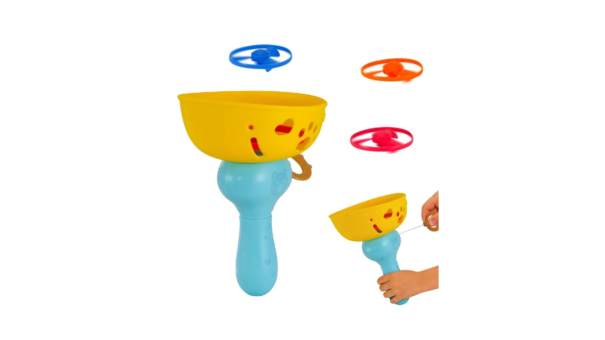 Qiuyanbo Outdoor Flying Disc Launcher Toys Set Pull-string Launchers Flying