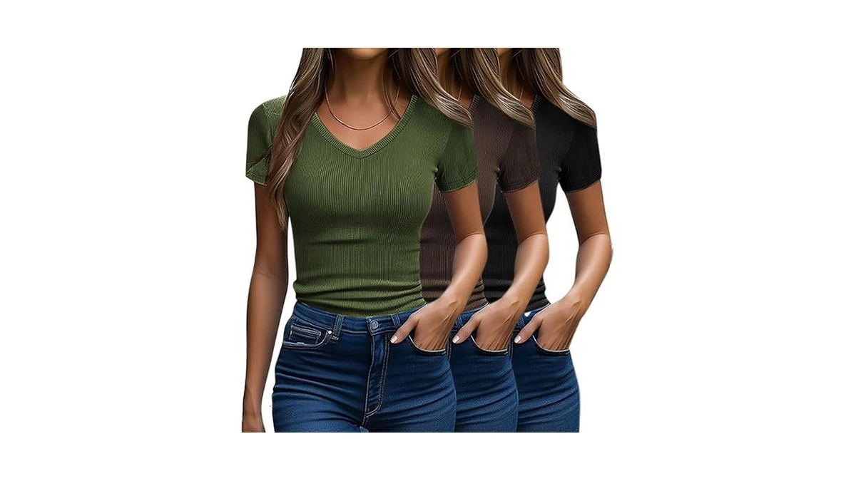 Datamount 3 Pack Of Shirts For Women V Neck Full