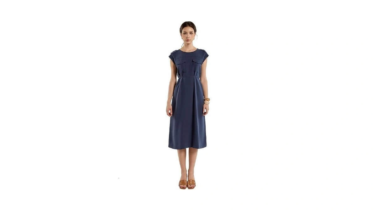 Sixdo G-navy Khaki Loose Dress, Casual Style Perfect For Everyday