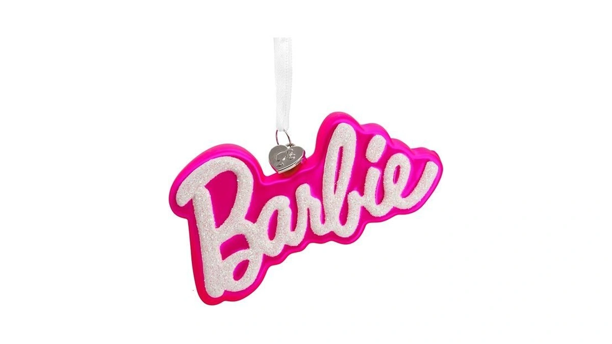 Hallmark Mattel Barbie Logo Christmas Ornament, Blown Glass