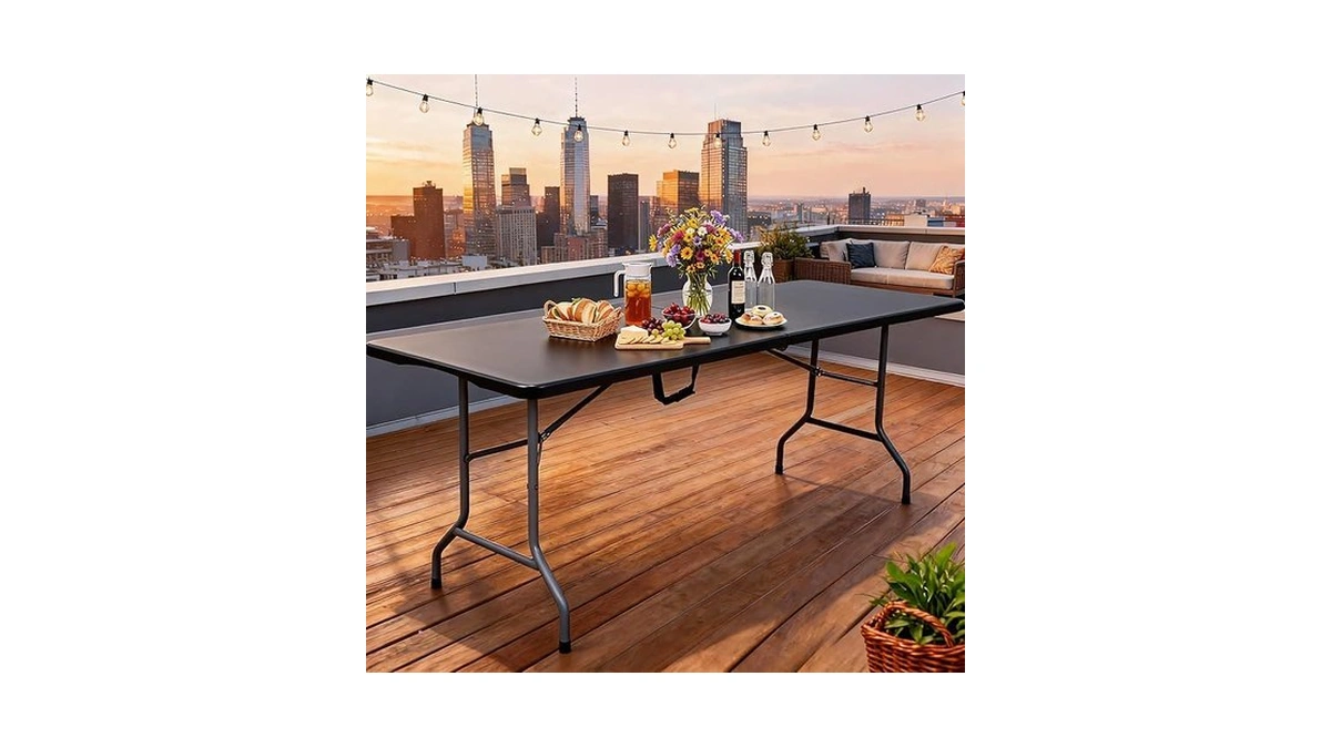 Yitahome Heavy-duty 6ft Folding Table With Handle, Portable Rectangle Folding