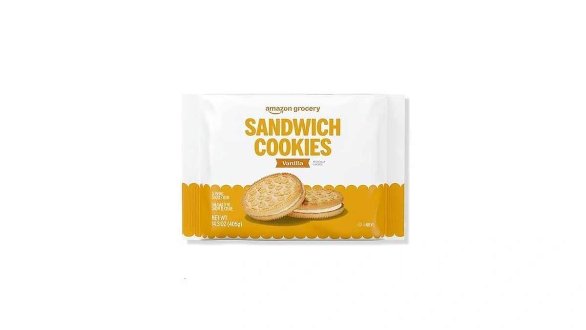 Amazon Grocery, Vanilla Sandwich Cookies, 14.3 Oz