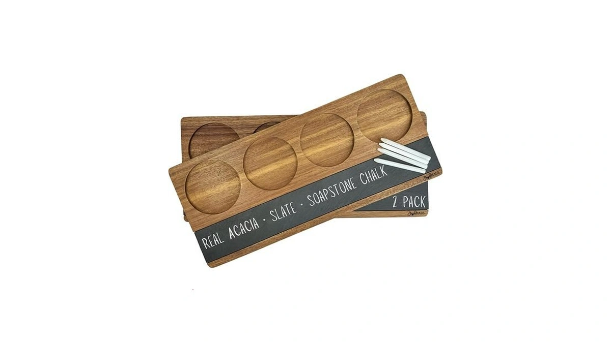 Joyful Haus 2-pack Wine Flight Boards – Rustic Wooden Tasting