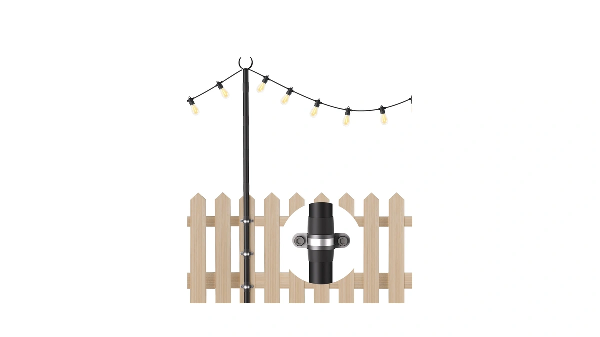 Tigerden 10ft String Light Poles For Fence & Deck Railing,