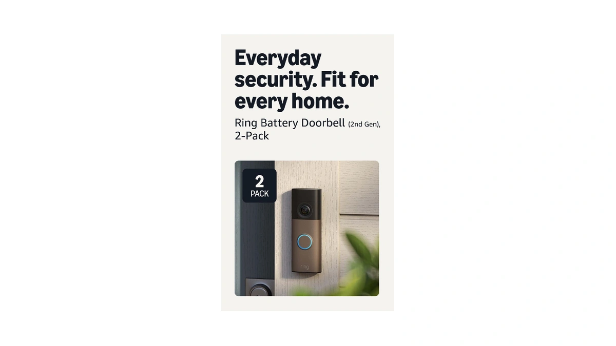 Ring Battery Doorbell (newest Model), Retinal 2k With Wide-angle Video,