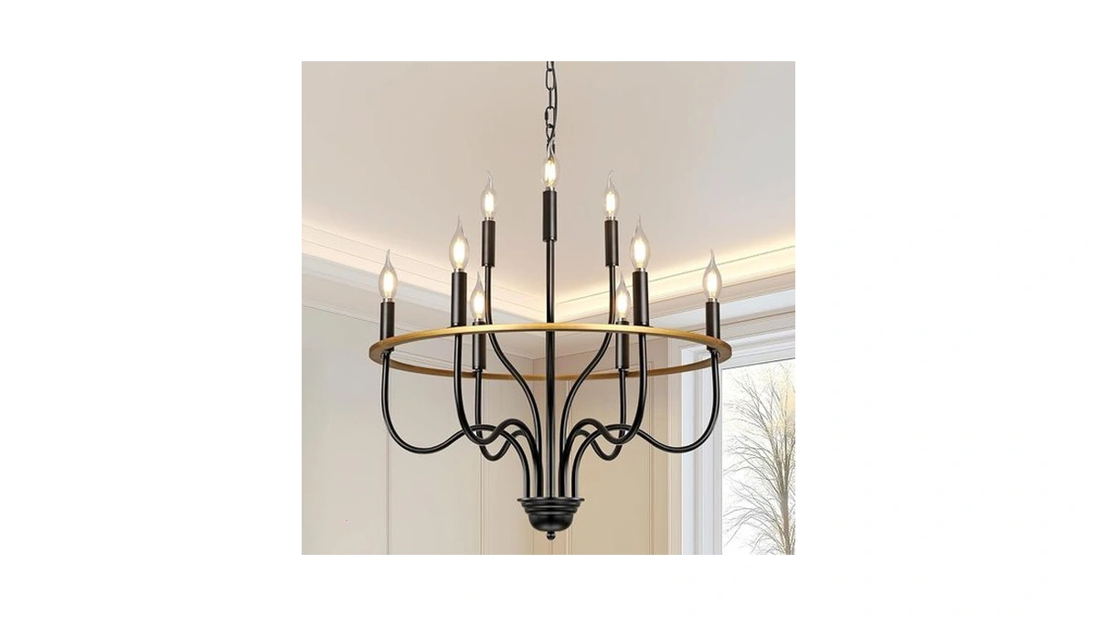 Seeblen Black Wagon Wheel Chandelier For High Ceilings,farmhouse Chandelier For