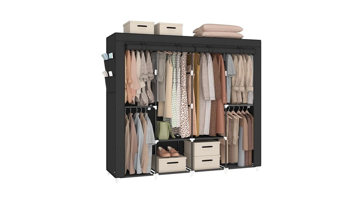Cabonpanel Portable Closet Wardrobe, Clothes Rack With 6 Hanging Rods