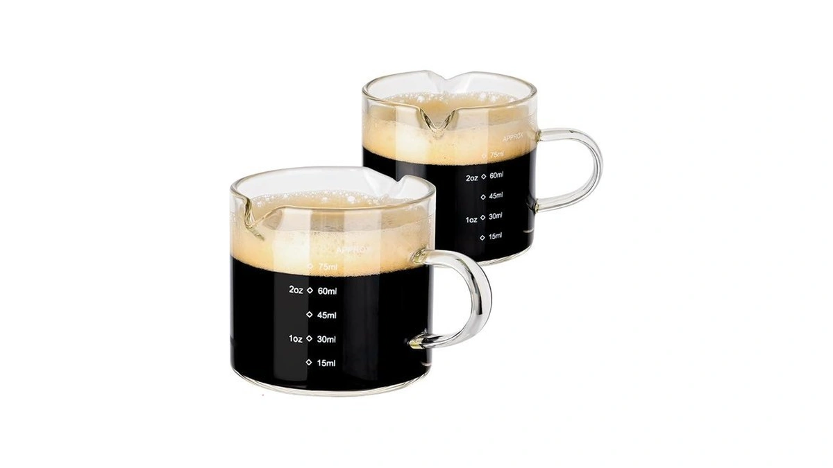 Emlim Espresso Double Spout Glass Coffee Cups With Handle -