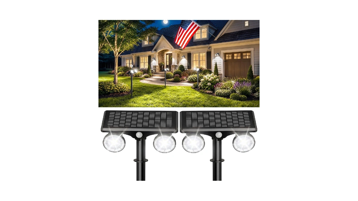 Poowuudt Solar Spot Lights Outdoor Waterproof 2pack,solar Uplights Motion Sensor