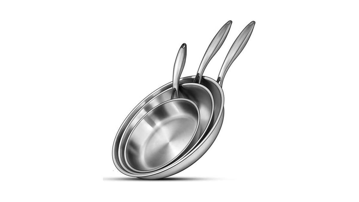 Ewfen Tri-ply Stainless Steel Frying Pans Set, 8β/10β/12β Cooking Pans,