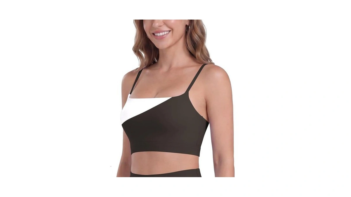 Sunzel Colorblock Sports Bra For Women Adjustable Straps Padded Yoga