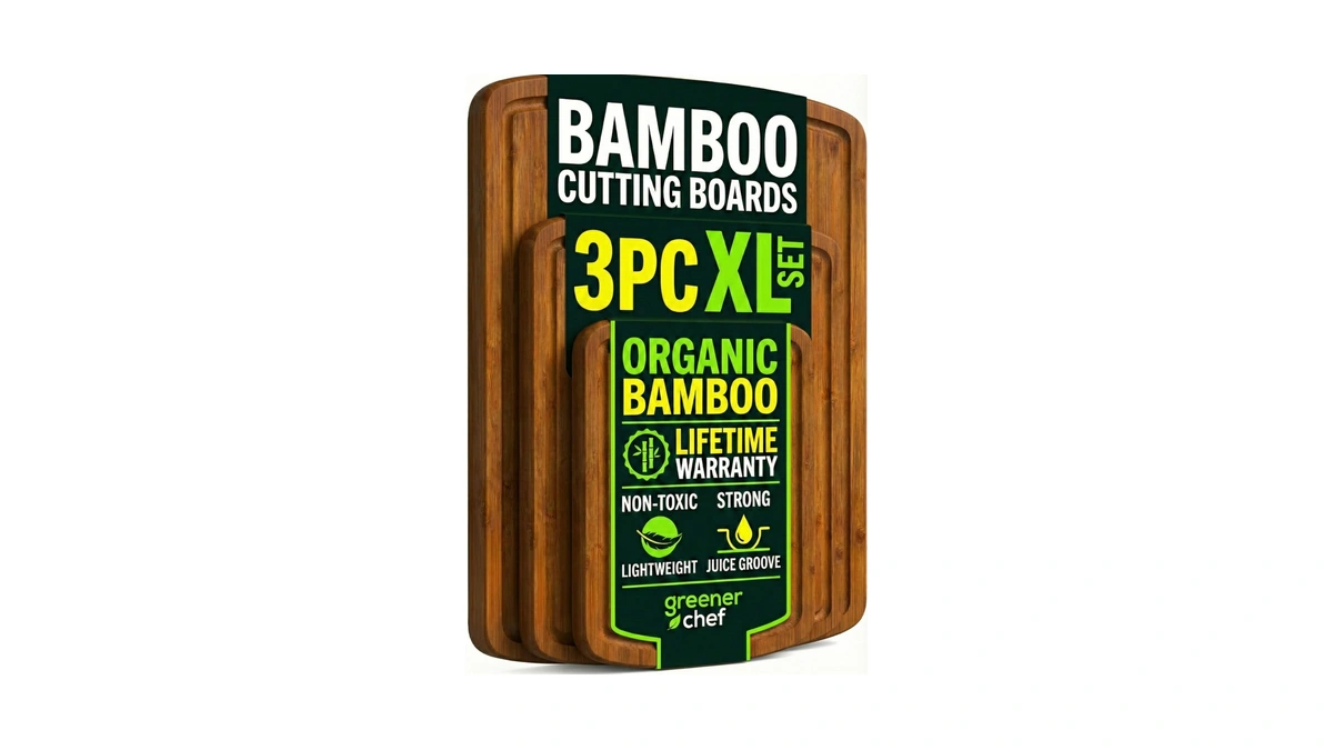 Greener Chef Luxury Bamboo Cutting Board 3-piece Set With Carbonized