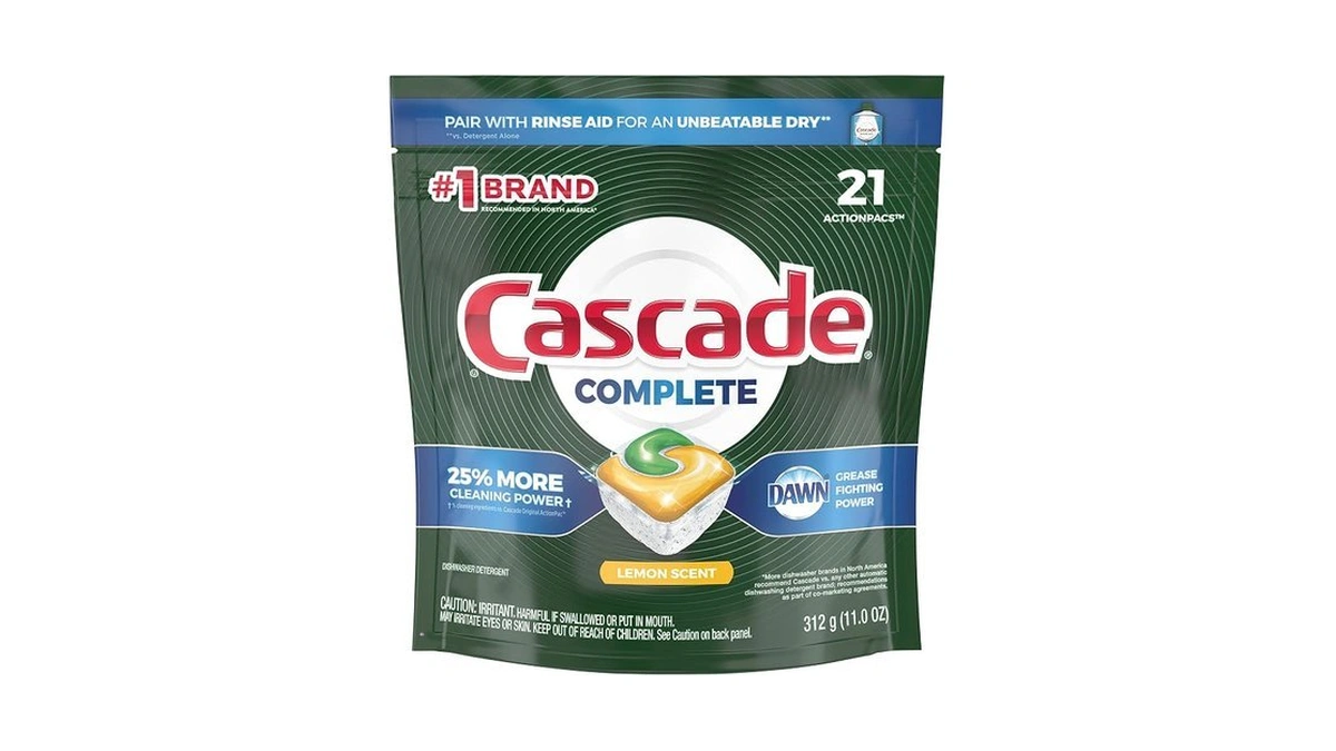 Cascade Complete Actionpacs, Dishwasher Detergent Pods, Lemon, 21 Count