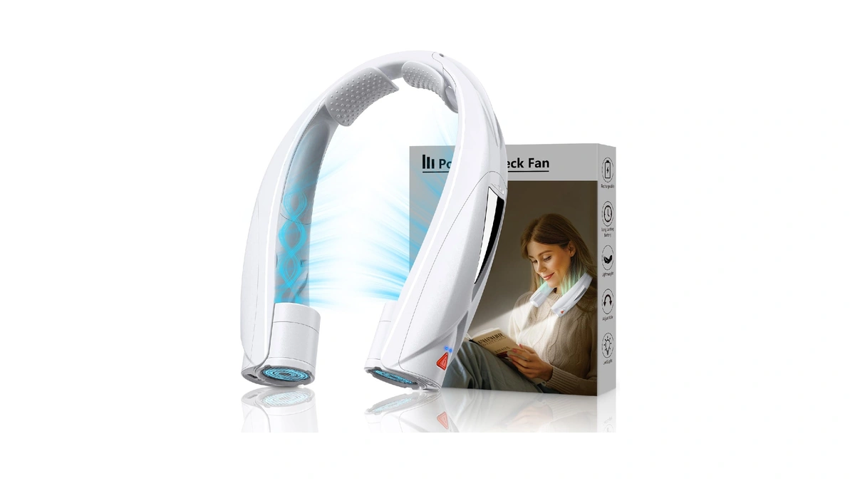 Laimiod Hand Free Portable Neck Fan With Led Book Light