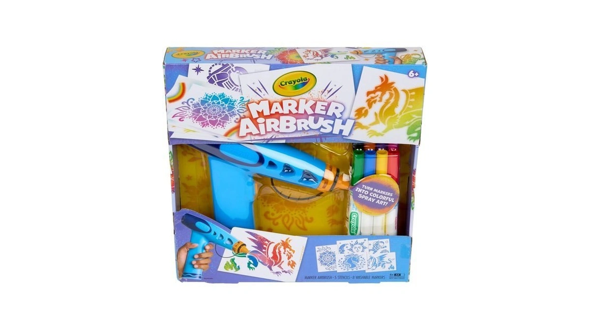 Crayola Marker Airbrush Spray Art Kit, Battery-powered Sprayer With 8