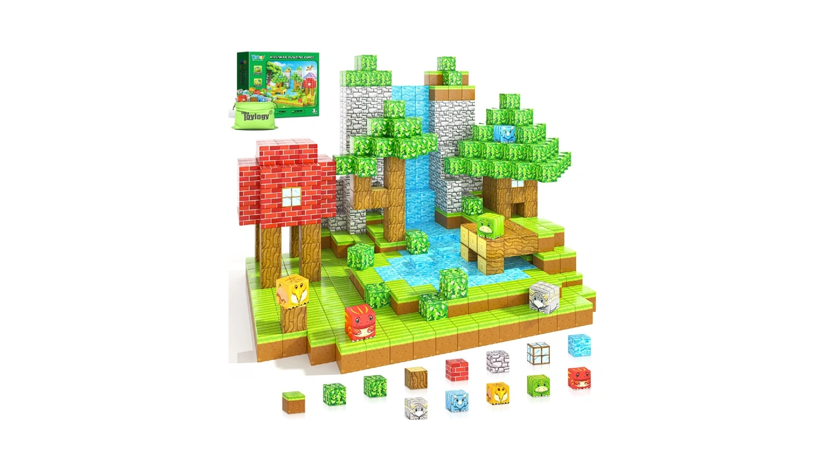 100pcs Magnetic Blocks - Build Mine Magnet World Forest Dinosaur