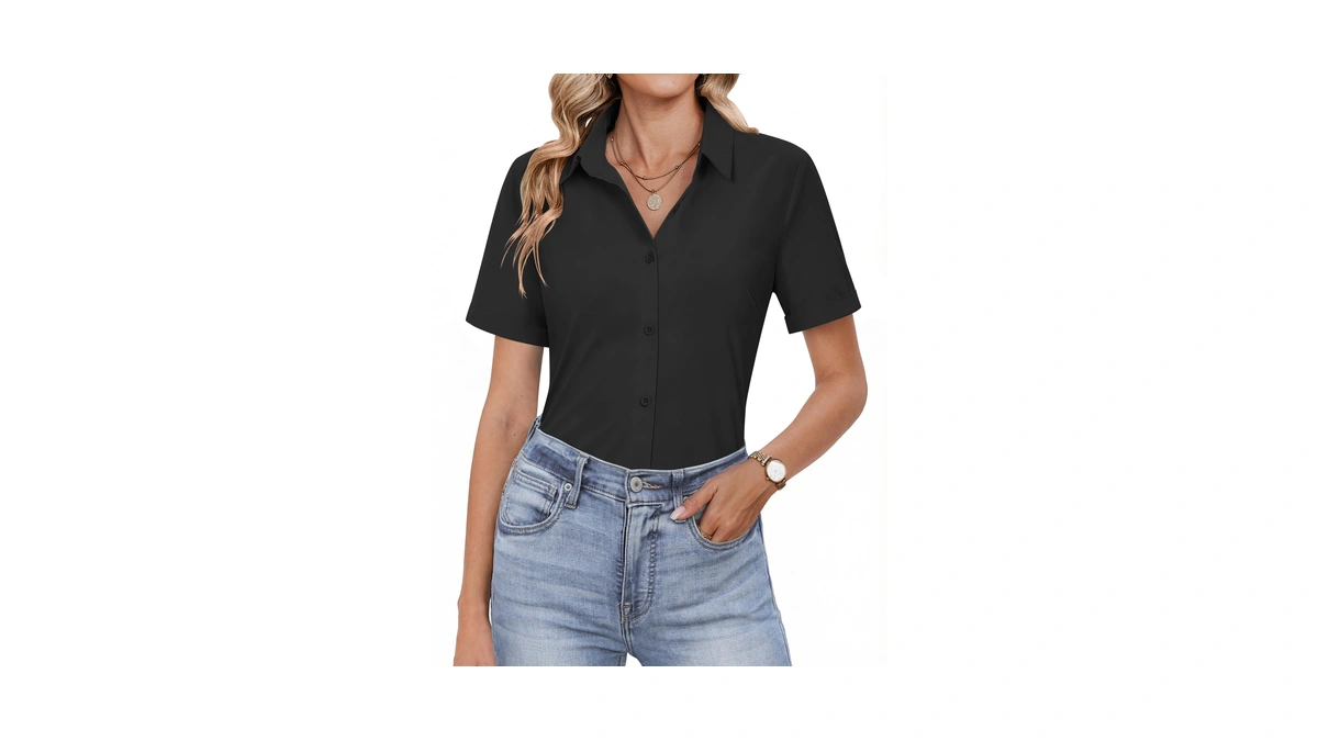 Hotouch Button Down Shirts For Women Button Up Short Sleeve