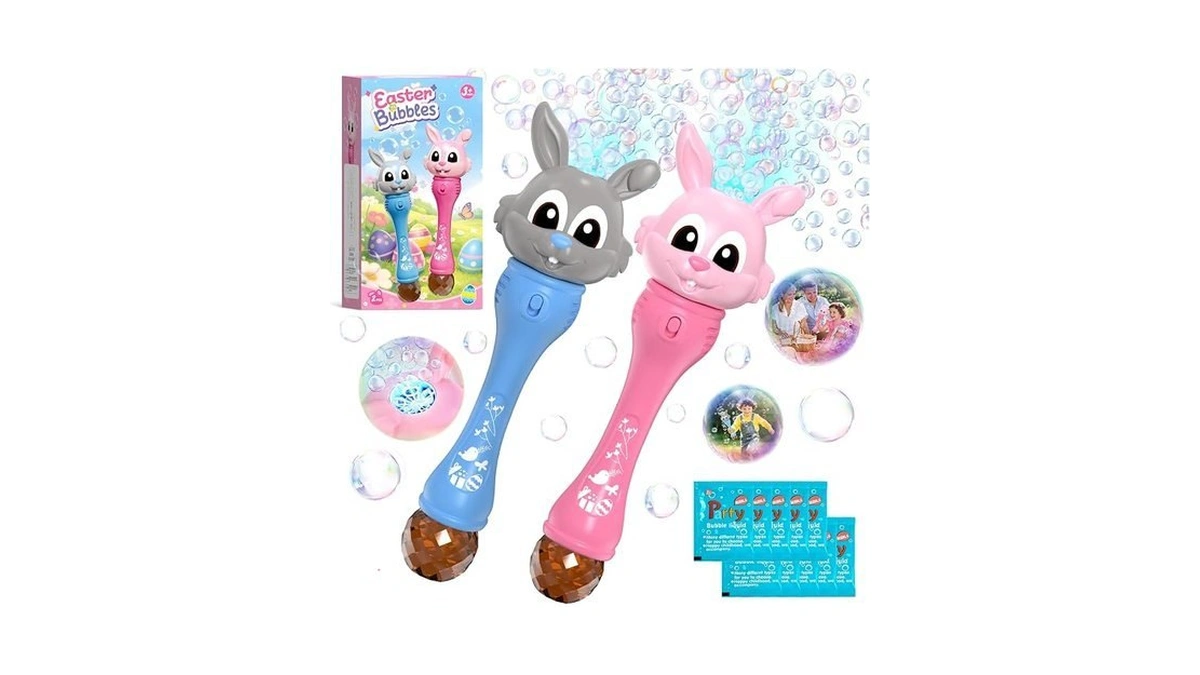 Easter Bubble Wand For Kids 2-pack, Bunny Bubble Machine With