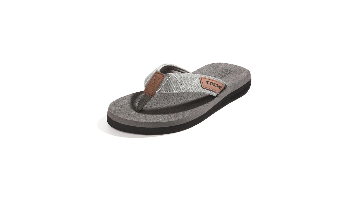 Fitory Men's Flip-flops, Thongs Sandals Comfort Slippers For Beach Gray