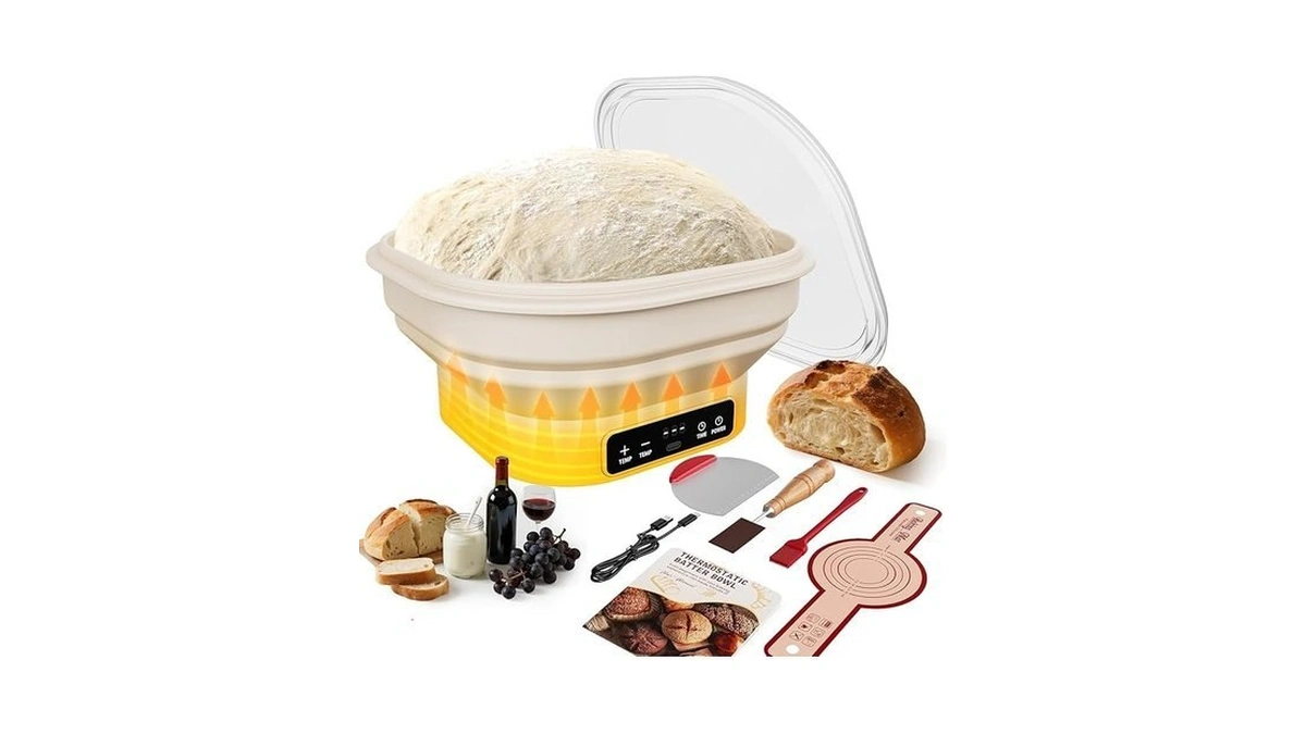 Upgrade Heating Sourdough Bread Proofing Basket Kit, Electric Thermostatic Silicone