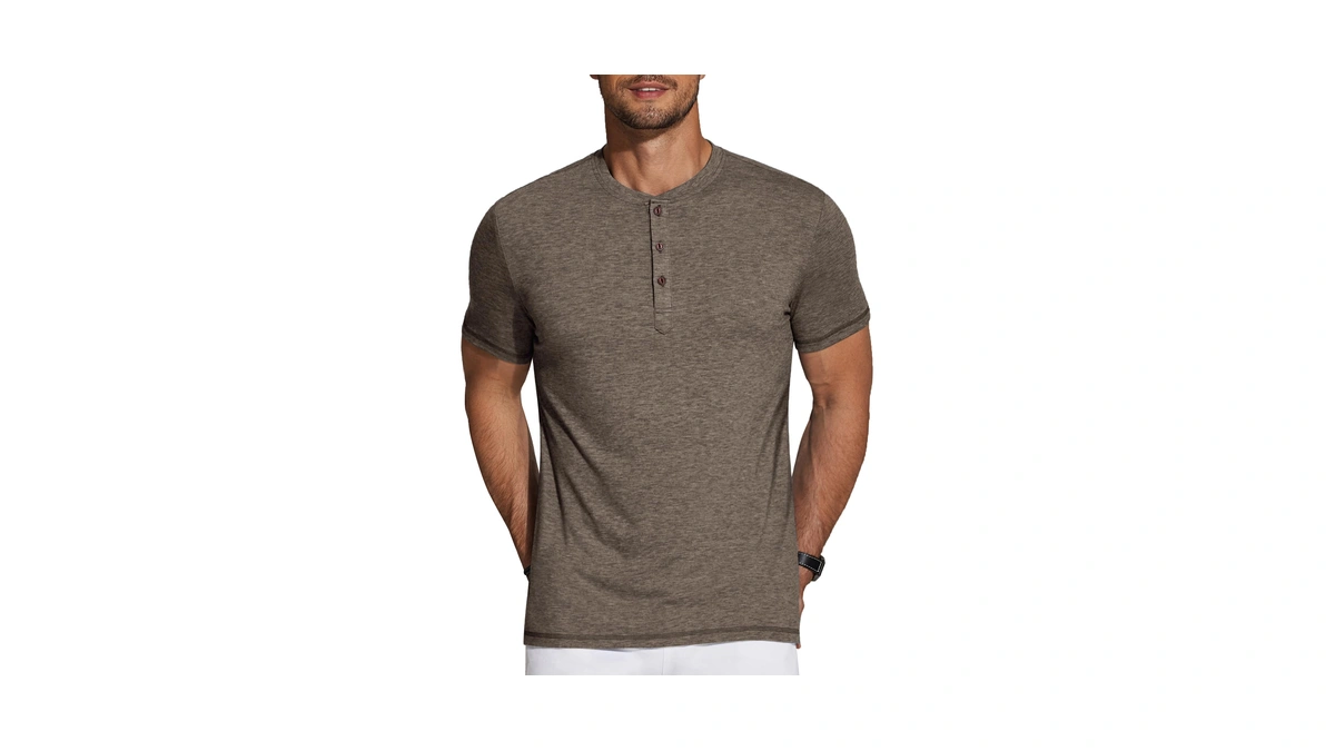Coofandy Men's Summer Henley Shirts Short Sleeve Henley Shirts Casual