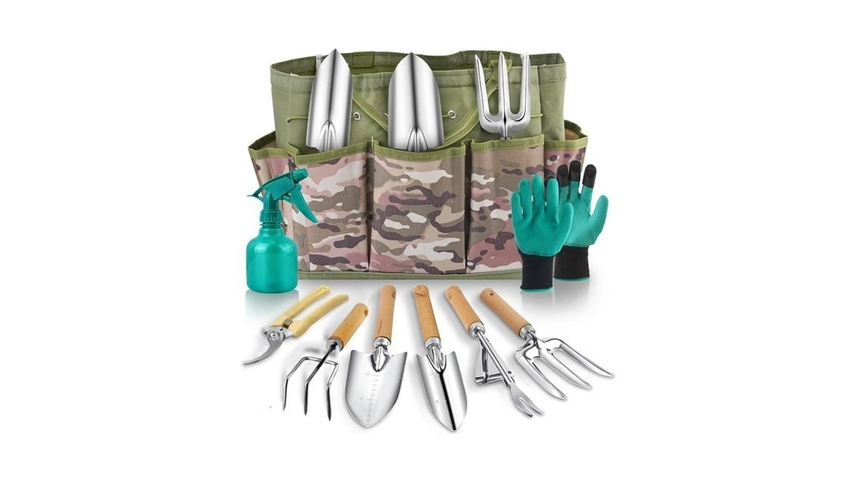Gardening Tool Set Of 9 Pcs, Saraily Heavy Duty Gardening