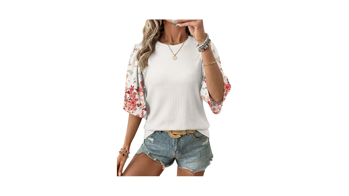 Evaless 3/4 Length Sleeve Womens Tops Dressy Casual Blouses Cute