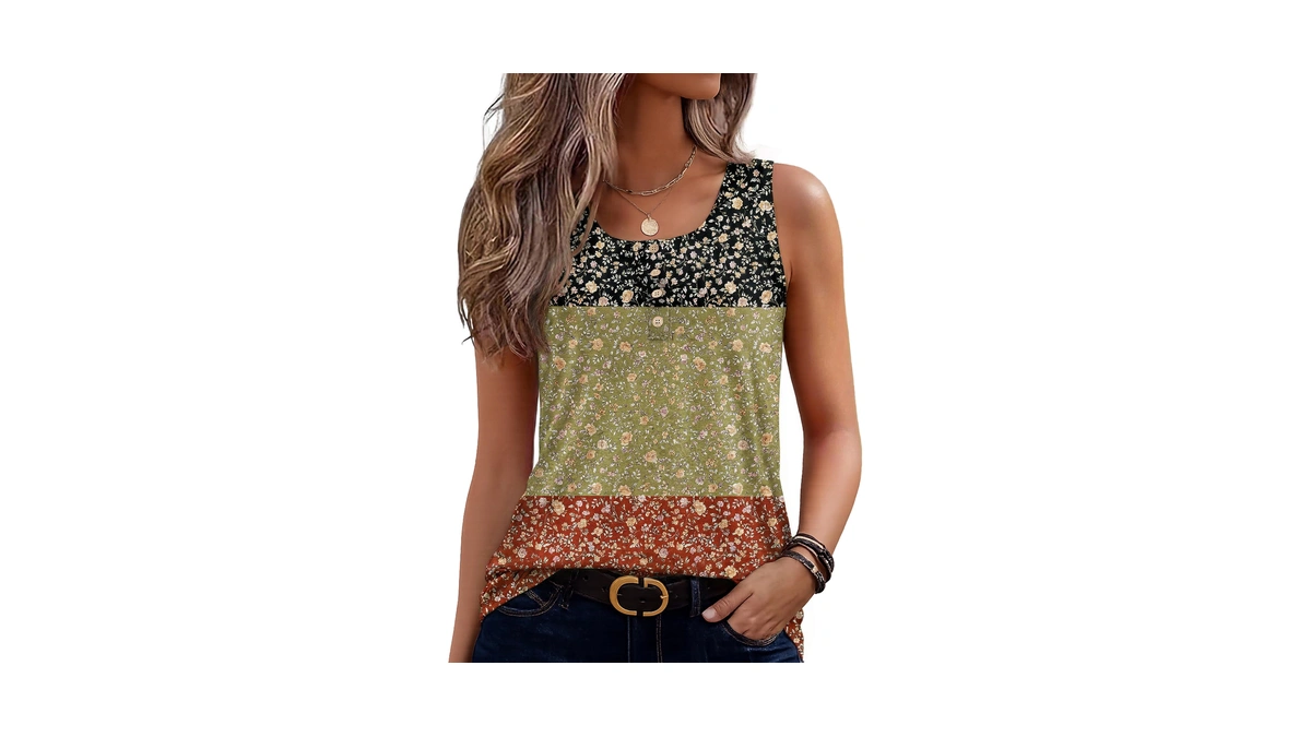 Zeagoo Womens Tank Tops Summer Sleeveless Tops Loose Button Henley