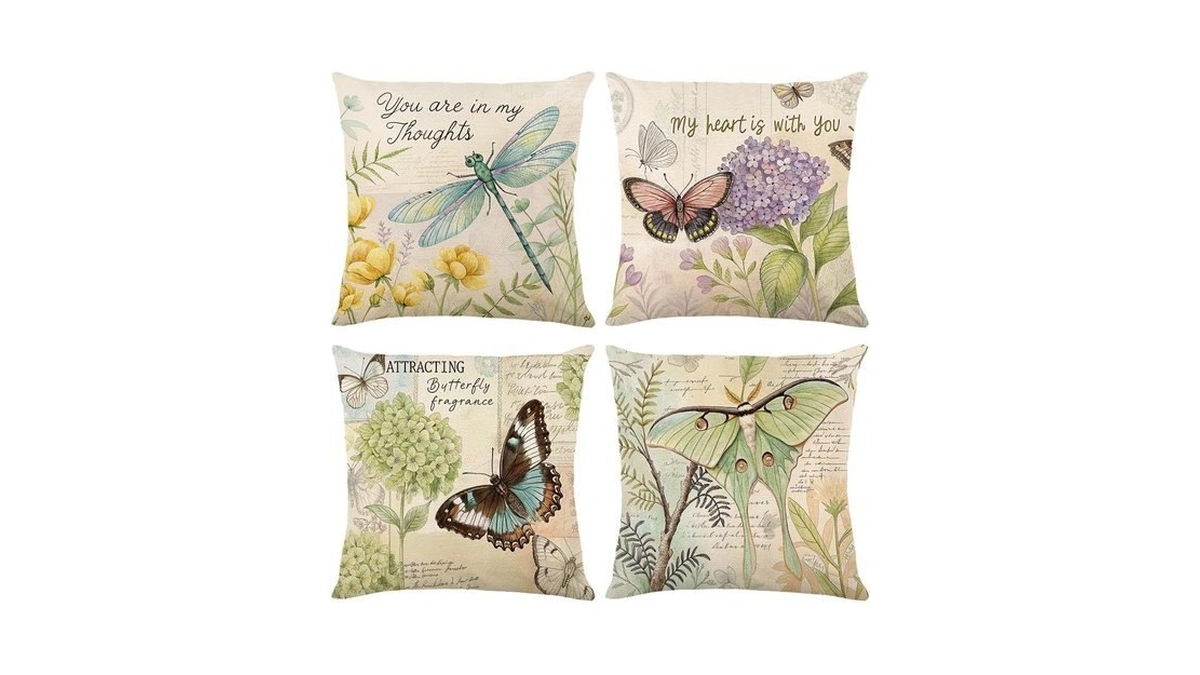 Wyooxoo Farmhouse Pillow Covers 18x18 Set Of 4 Spring Pillow