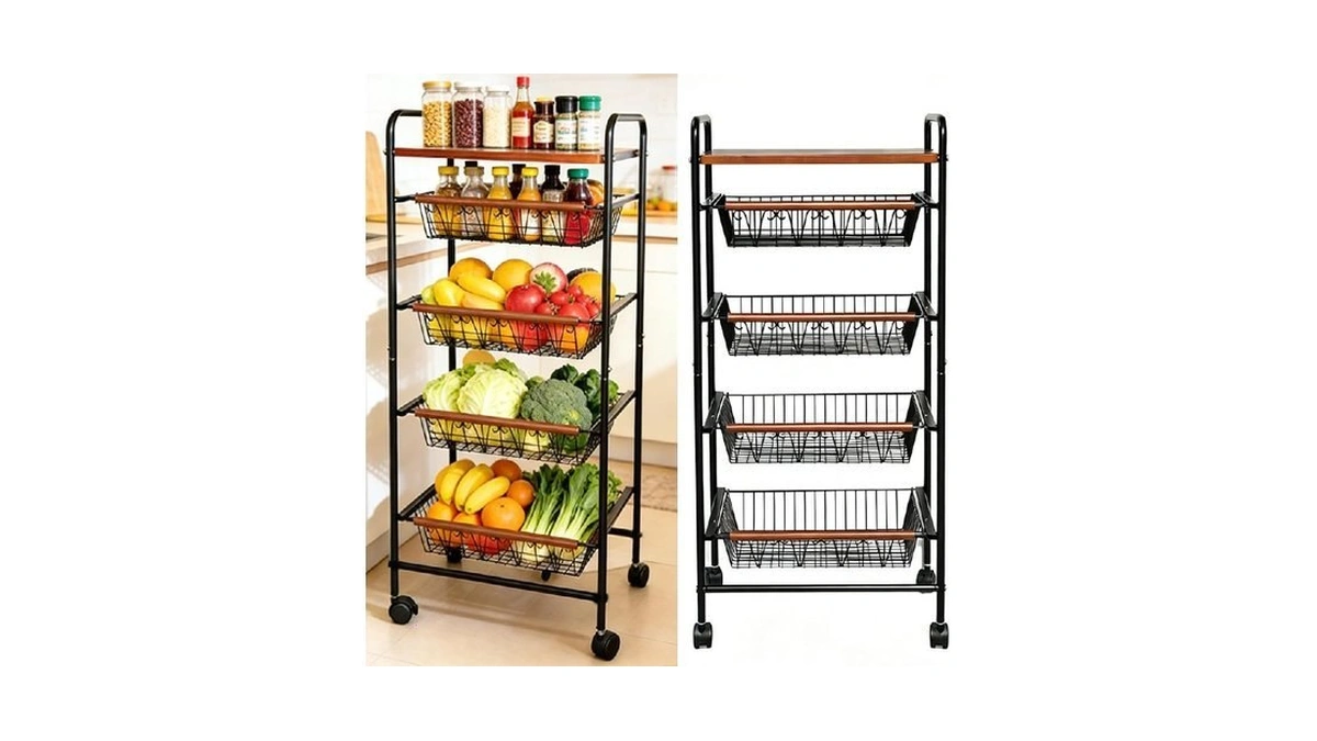 Sweetbloom Fruit Vegetable Storage Cart For Kitchen, 5-tier Vegetable Stand