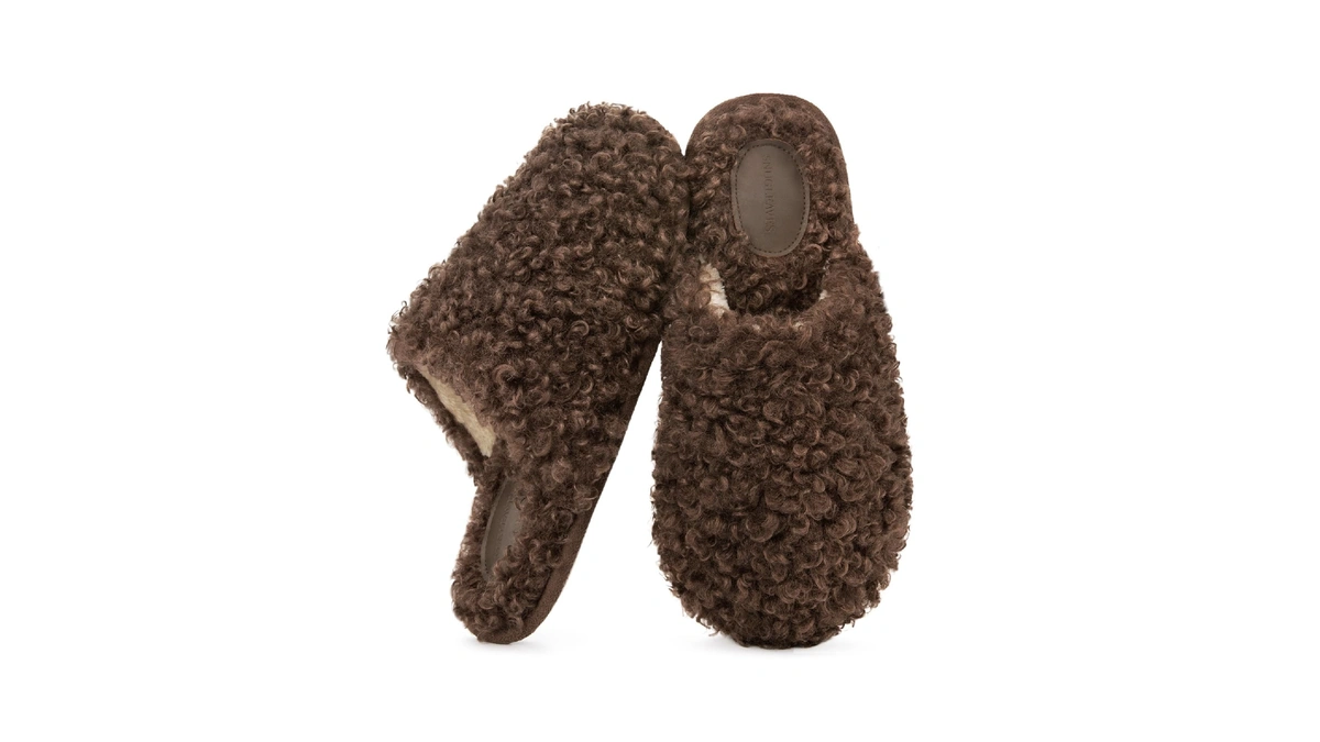 Snug Leaves Women's Scuff Slippers Furry Cute Curly Faux Wool