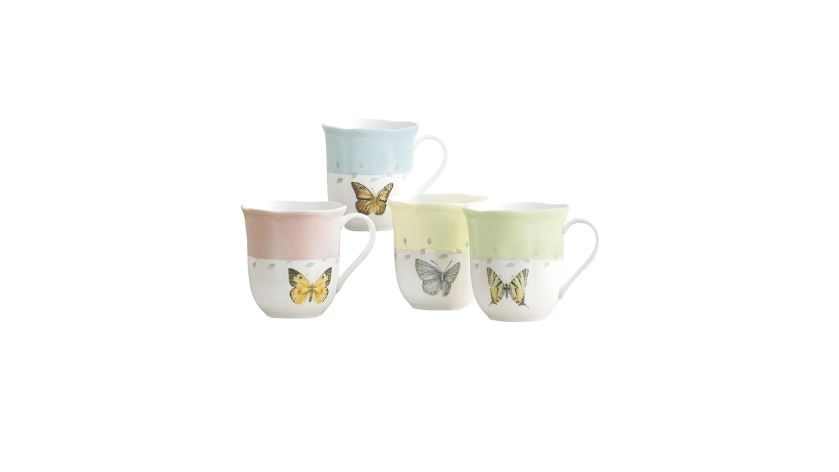 Lenox Coffee Mug Set, Butterfly Meadow Colors 4-piece Mug Set,