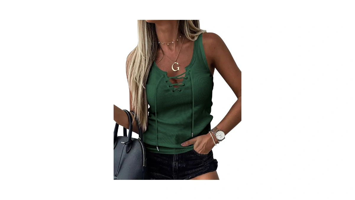 Womens Sexy V Neck Tank Shirts Top Sleeveless Casual Basic