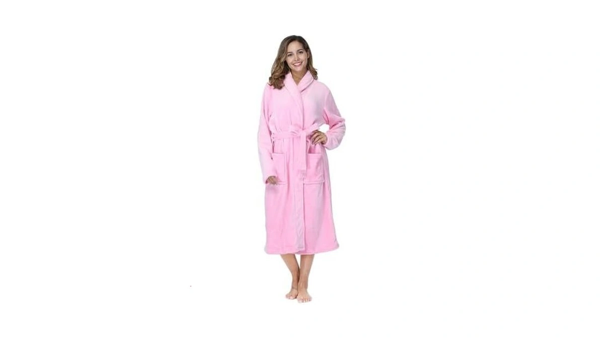 Rongtai Womens Bathrobe Ladies Fleece Plush Warm Long Robes Fleece