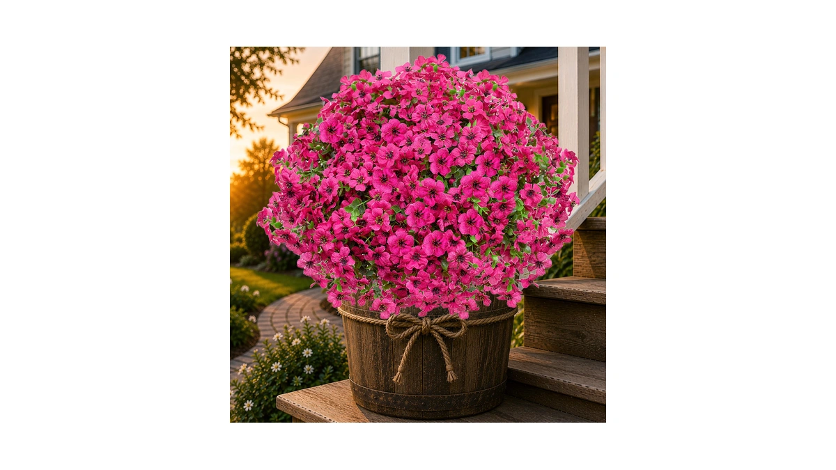 Axylex Artificial Flowers For Outdoors, 16 Bundles Fake Plants (red)