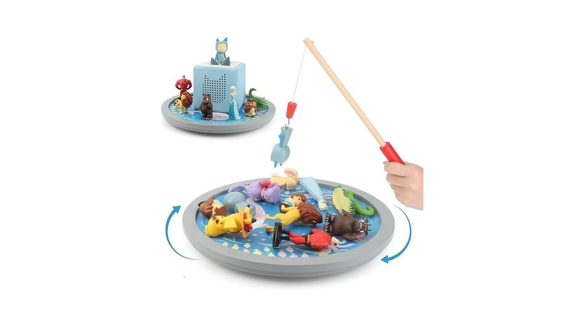 Rzylka 360° Round Turntable For Tonies Figures Storage, Fun Fishing